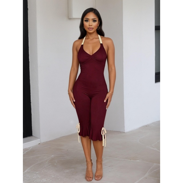 Halter Neck Backless Slim Fit Romper