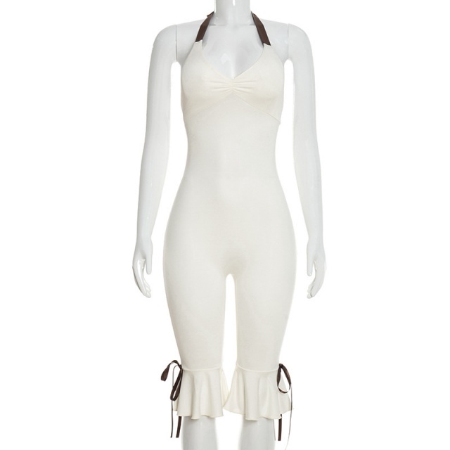 Halter Neck Backless Slim Fit Romper