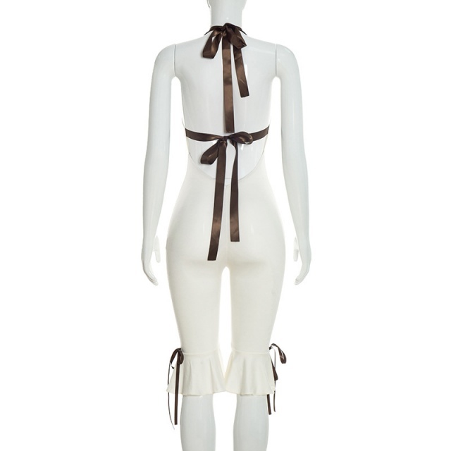 Halter Neck Backless Slim Fit Romper