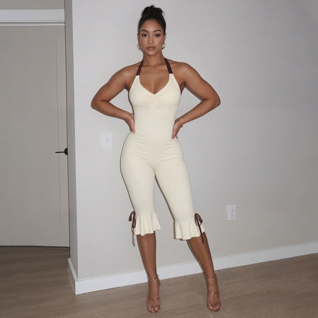 Halter Neck Backless Slim Fit Romper
