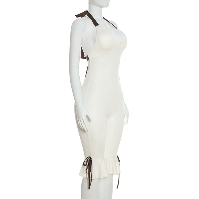 Halter Neck Backless Slim Fit Romper