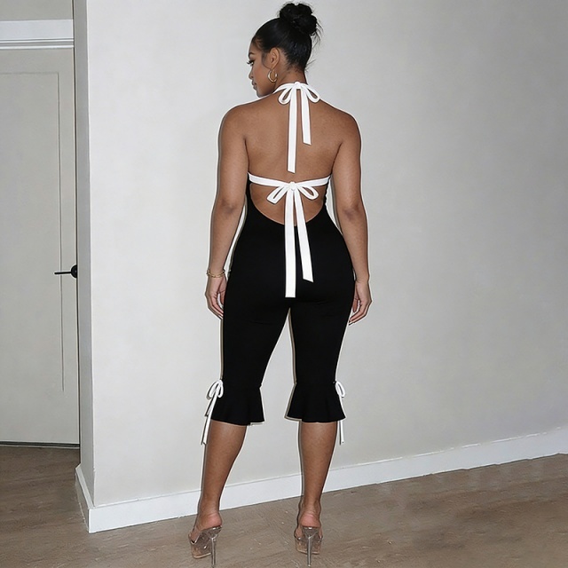 Halter Neck Backless Slim Fit Romper