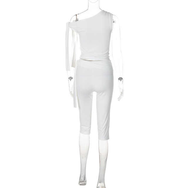Off-shoulder Crop Top Midi Pant Suit