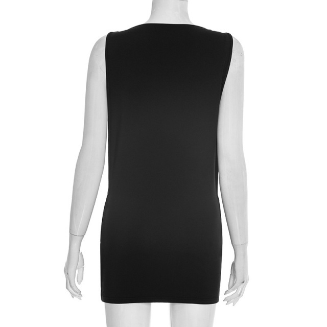 Sleeveless Eyelets Split Out Bodycon Mini Dress