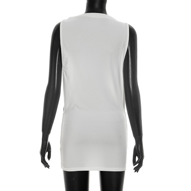 Sleeveless Eyelets Split Out Bodycon Mini Dress