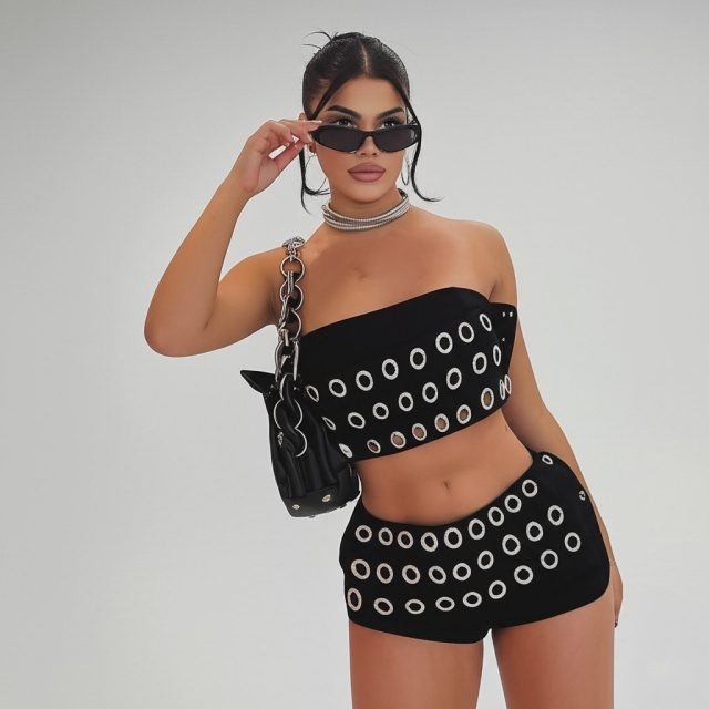 Tube Top Eyelet Mini Short Set