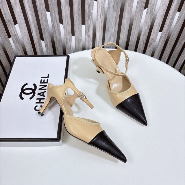 Ankle Strap Leather High Heeled Sandals