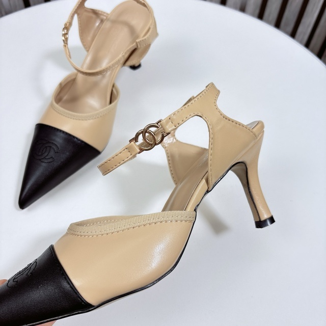 Ankle Strap Leather High Heeled Sandals