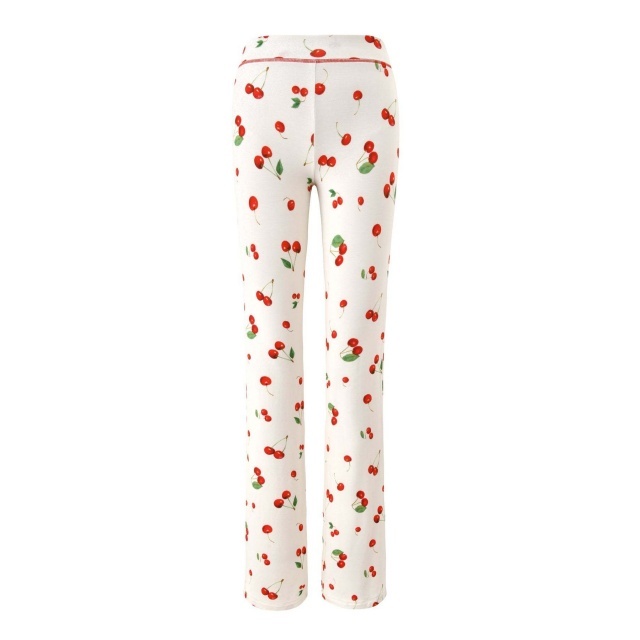 Cherry Print Zip-Up Hoodie Bodycon Pants Set
