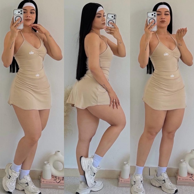 Fashion Embroidery Sport Cami Top Skirt Set