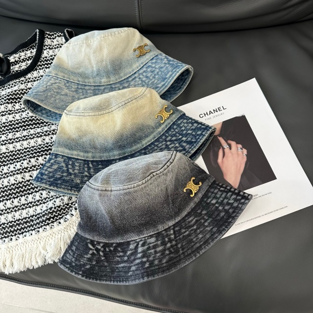 Metal Logo Denim Unisex Bucket Hats