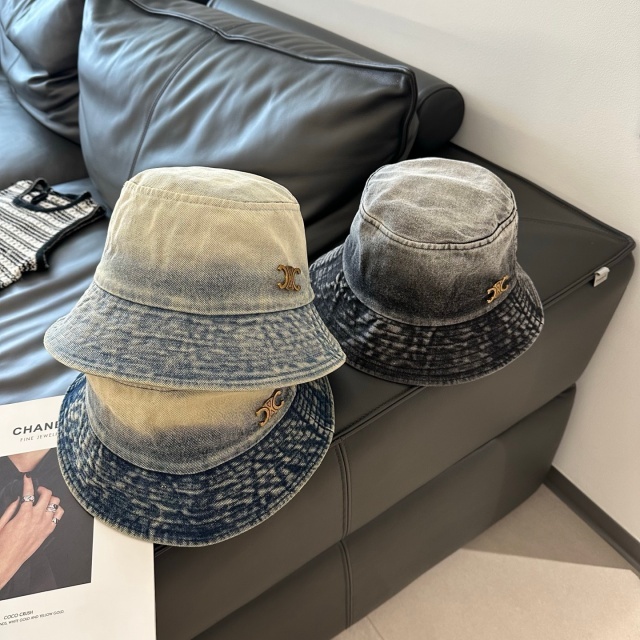 Metal Logo Denim Unisex Bucket Hats
