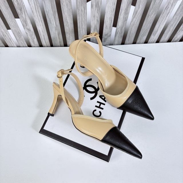 Sexy Color Block Leather High Heeled Sandals