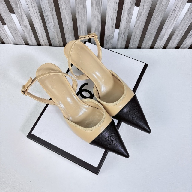 Sexy Color Block Leather High Heeled Sandals