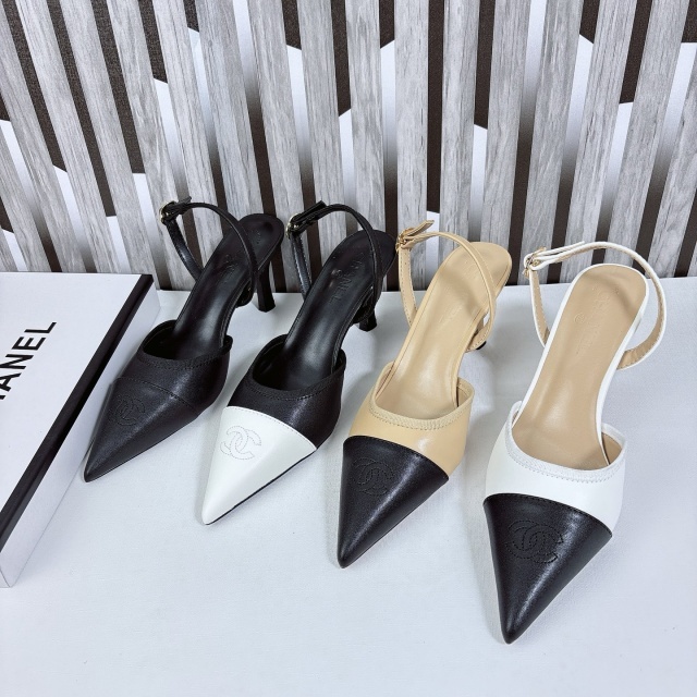 Sexy Color Block Leather High Heeled Sandals