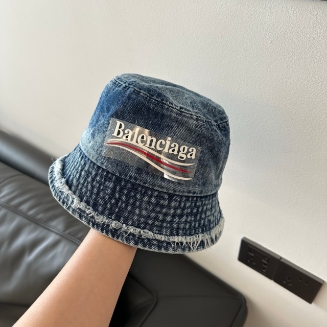 Washed Denim Tassel Bucket Hats