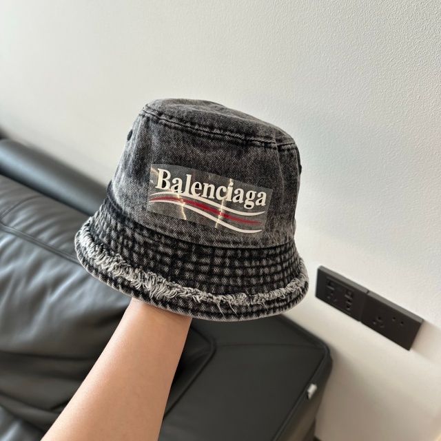 Washed Denim Tassel Bucket Hats