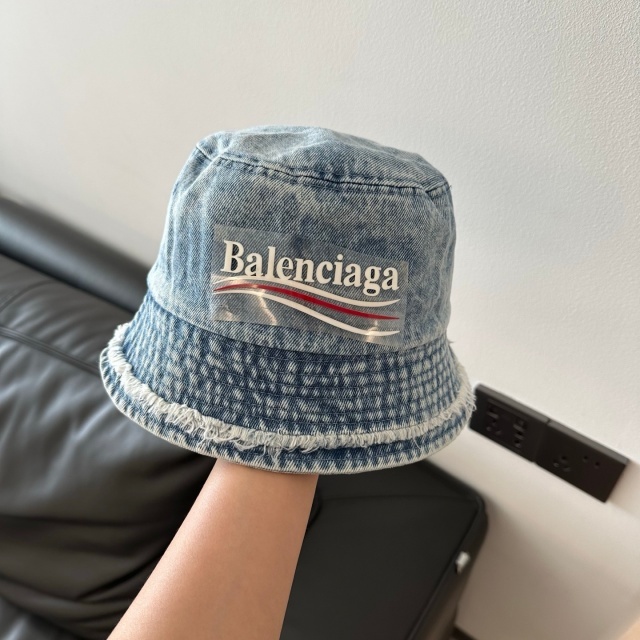 Washed Denim Tassel Bucket Hats