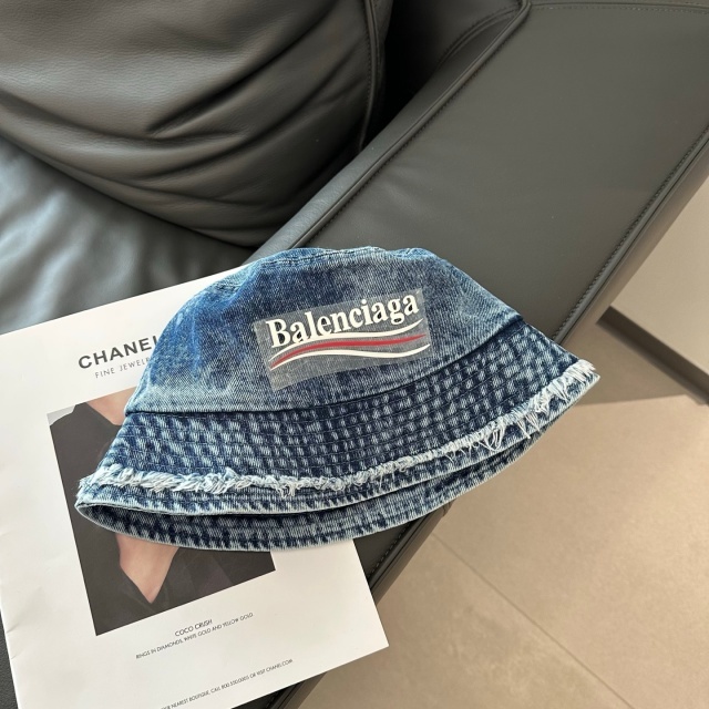 Washed Denim Tassel Bucket Hats