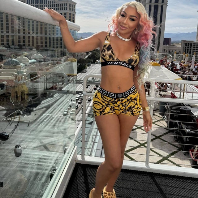 Fashion Printed Bra Top Fitted Short Set