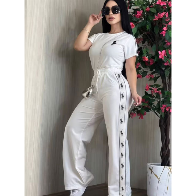 Fashion Short Sleeve Casual Pants Suit