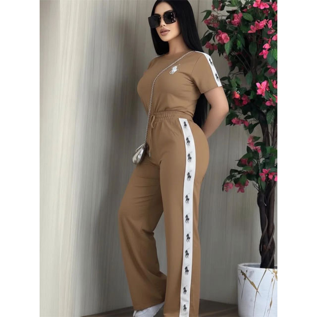 Fashion Short Sleeve Casual Pants Suit