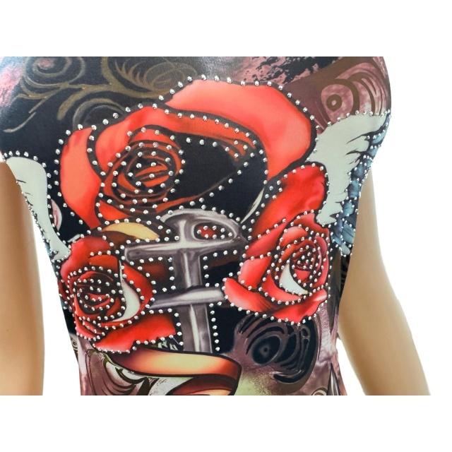 Off Shoulder Tube Rhinestoned Bodycon Dress
