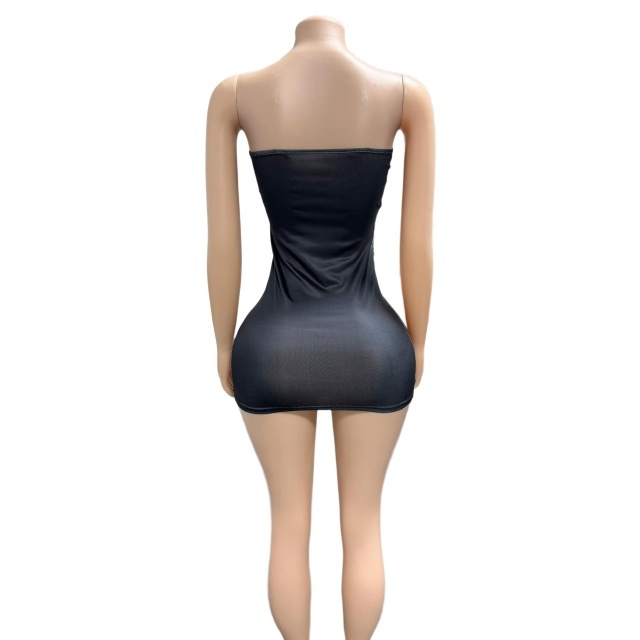 Off Shoulder Tube Rhinestoned Bodycon Dress