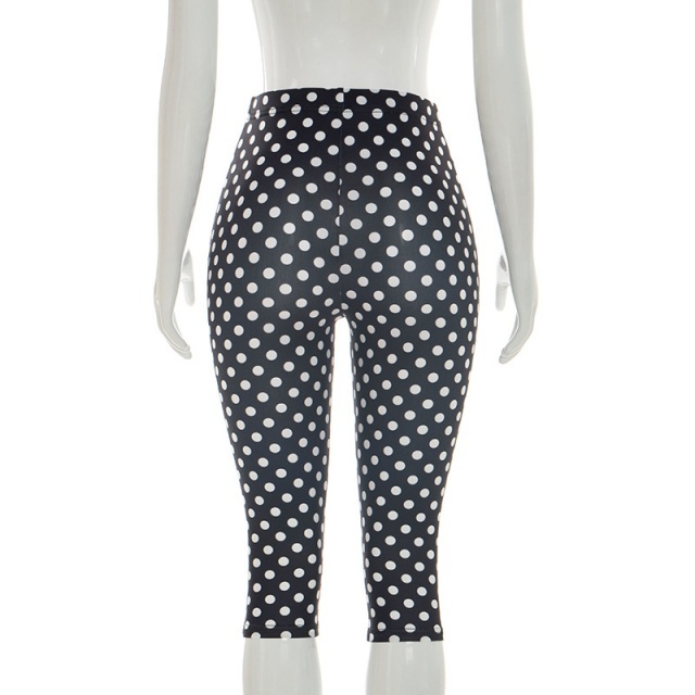 Polka Dots Printed Slim Fit Midi Leggings