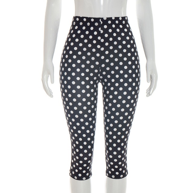 Polka Dots Printed Slim Fit Midi Leggings