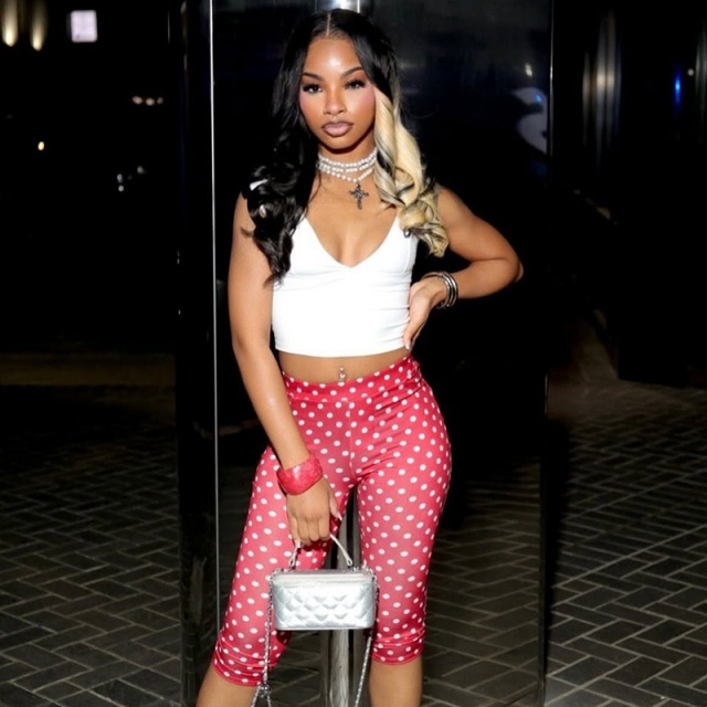Polka Dots Printed Slim Fit Midi Leggings