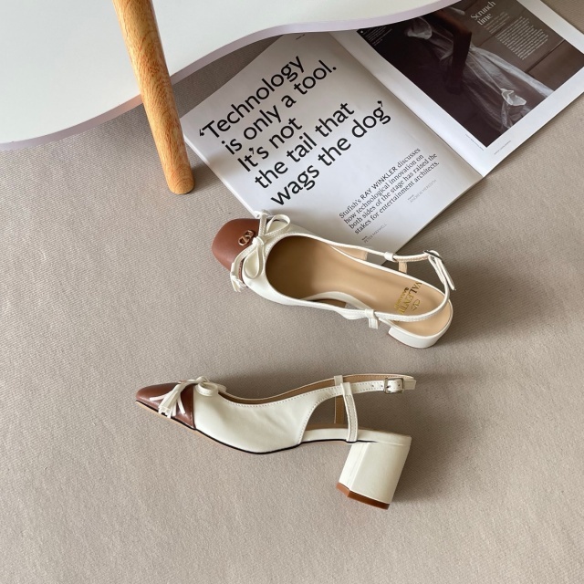 Women Elegant Bowknot Chunky Sandals