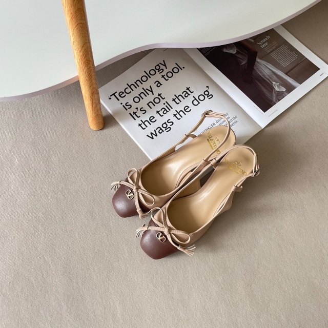 Women Elegant Bowknot Chunky Sandals