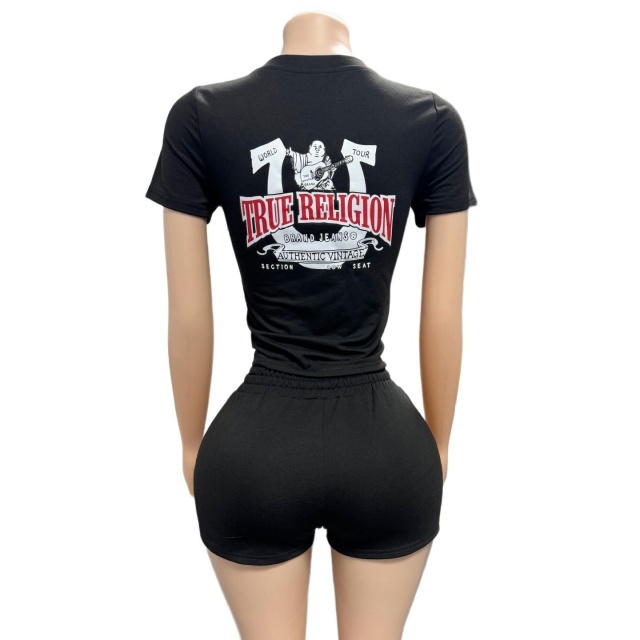 Casual Style Printed Top Slim Fit Short Set