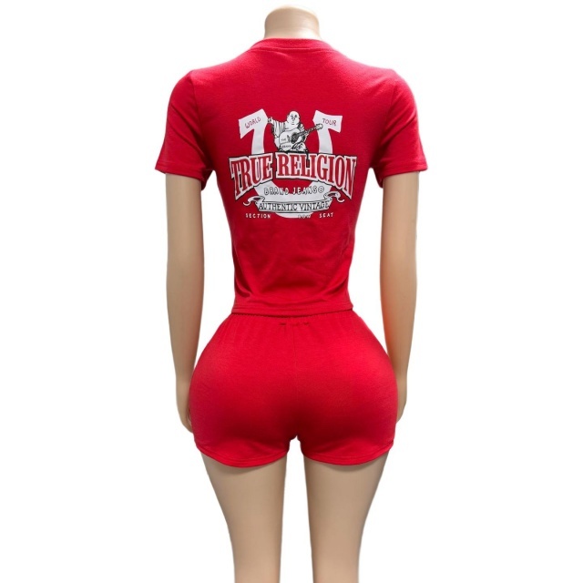 Casual Style Printed Top Slim Fit Short Set