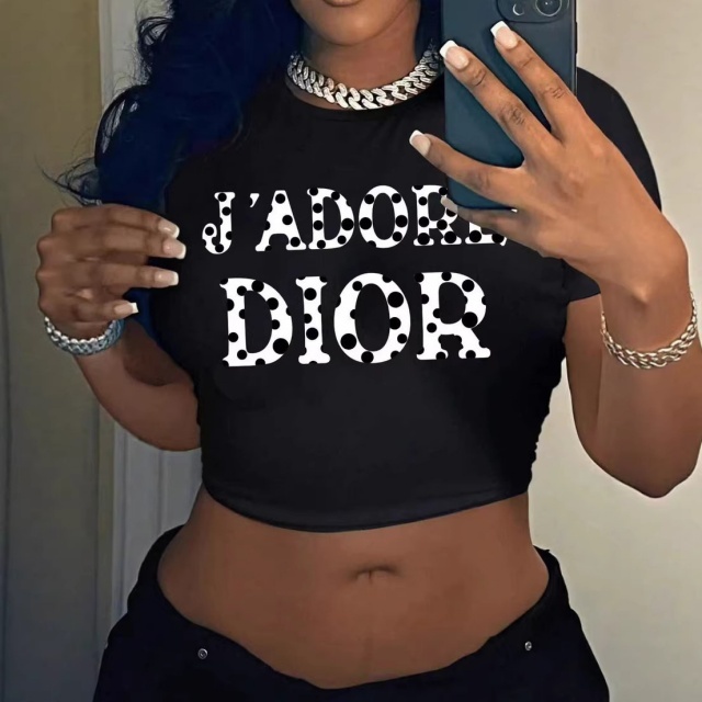 Letters Printed Casual Cropped Top