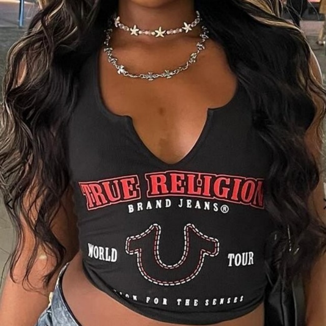 Letters Printed V Neck Sleeveless Tank Top