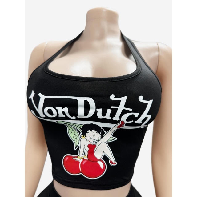 Printed Halter Neck Top Slim Fit Pant Set