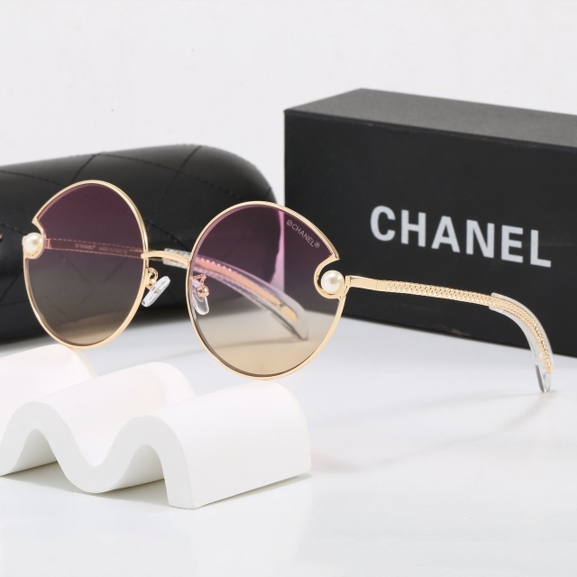 Circular Frame Pearls Decoration Glasses