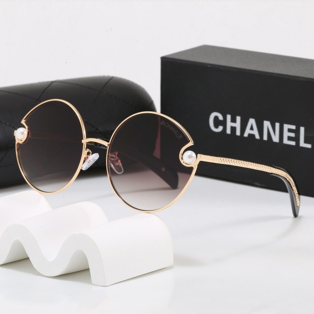 Circular Frame Pearls Decoration Glasses