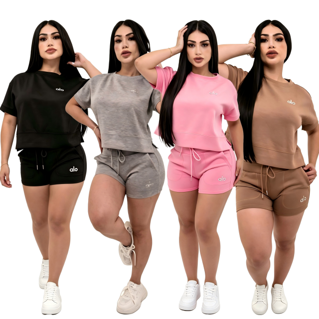Fashion Short Sleeve Casual Tracksuit Set