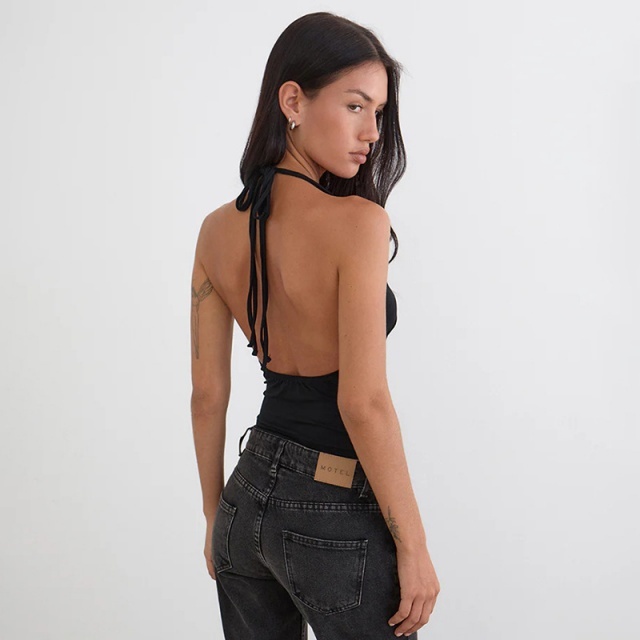 Rivet Embellished Halter Neck Camisole