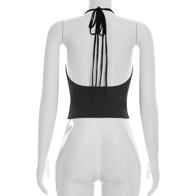 Rivet Embellished Halter Neck Camisole
