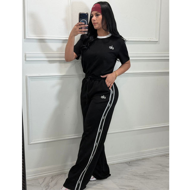 Fashion Embroidery Casual Bell Pants Set