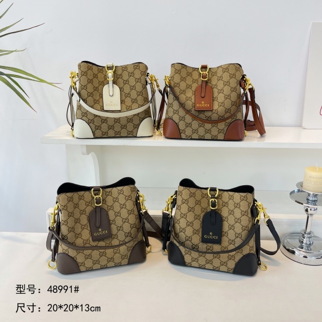 Leather Printed Women Crossbody Bucket Bags