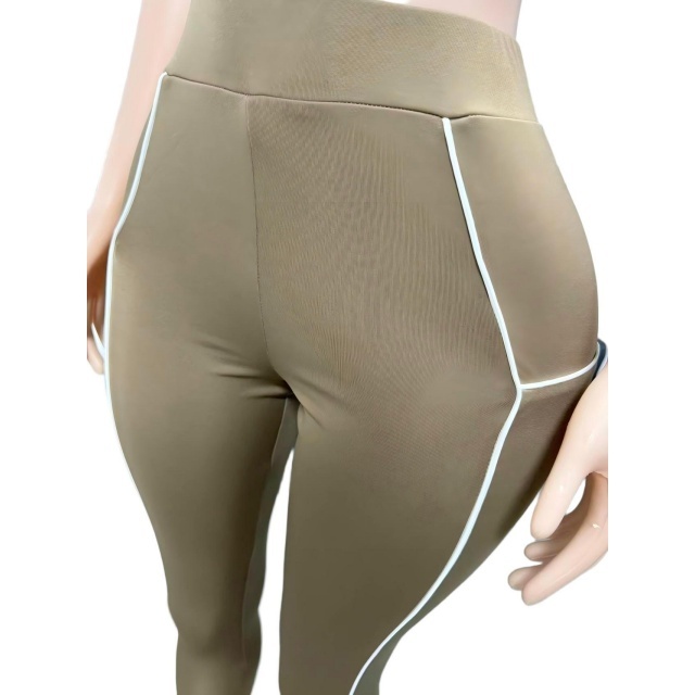 Sleeveless Crop Top Colorblock Fitted Pant Set