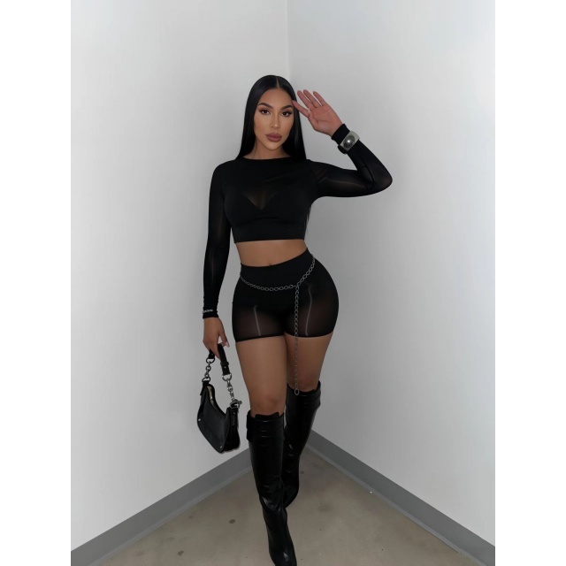 High Elastic See Through Lingerie Short Set