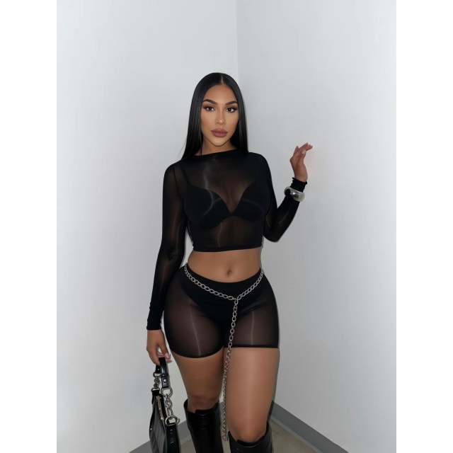 High Elastic See Through Lingerie Short Set