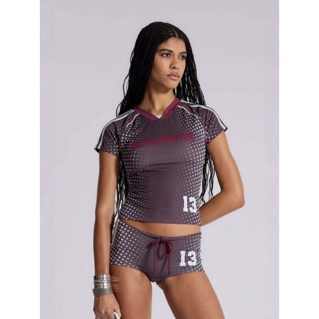 Letters Printed Slim Fitted Short Set