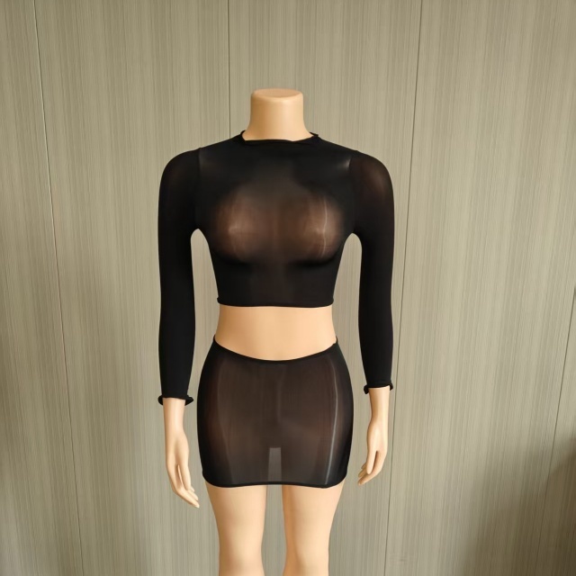 Night Out Sheer Mesh Lingerie Skirt Set